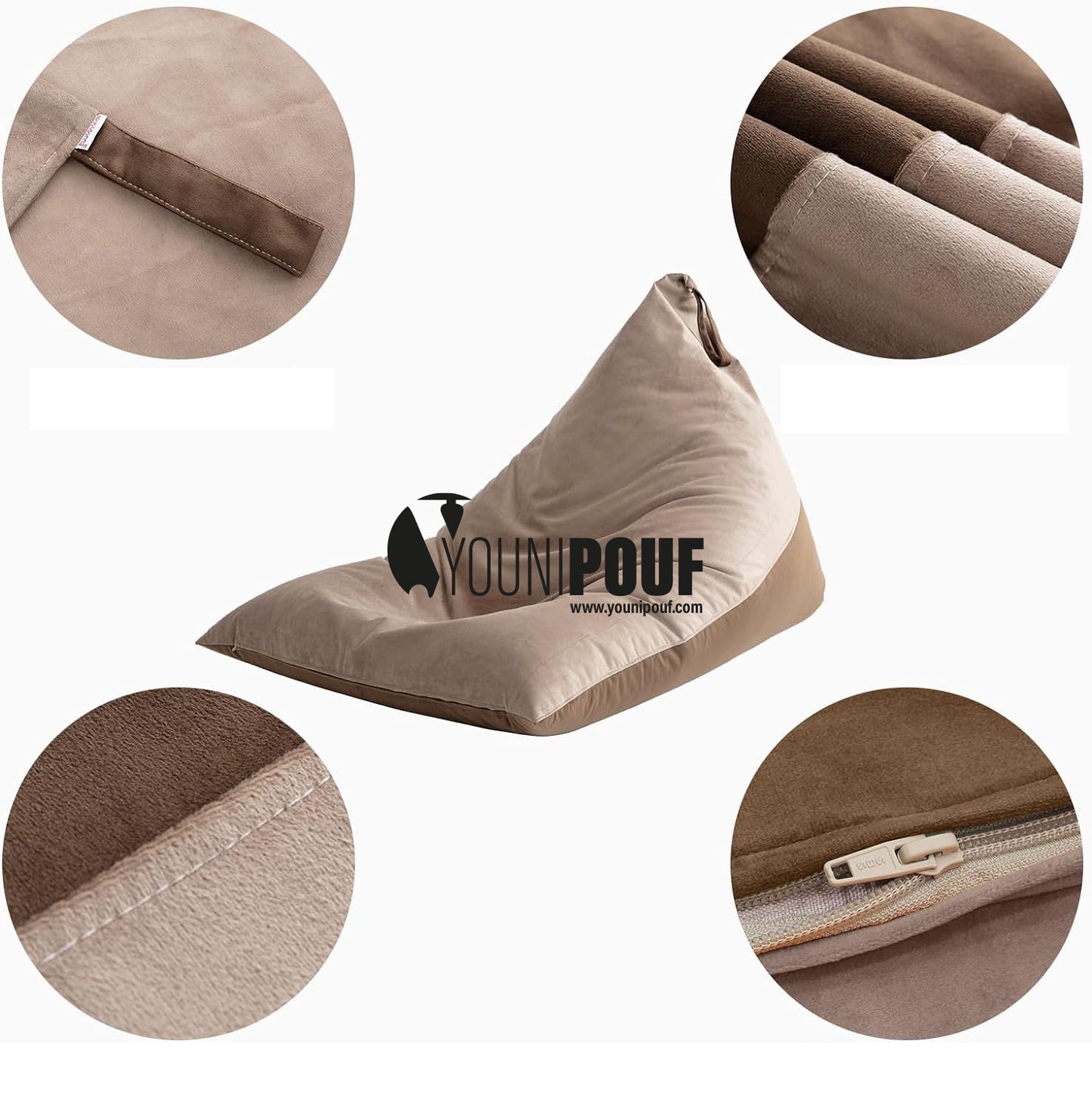 Nervava Pouf, Tissu Velours Marron