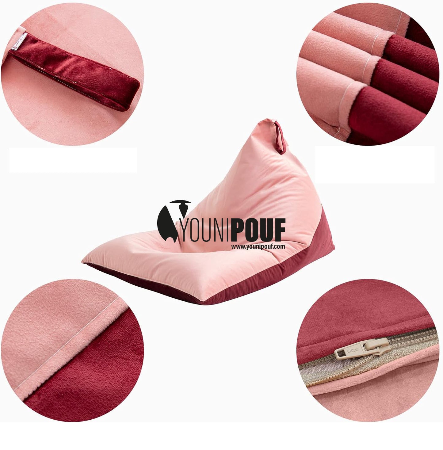 Nervava Pouf, Tissu Velours Rose