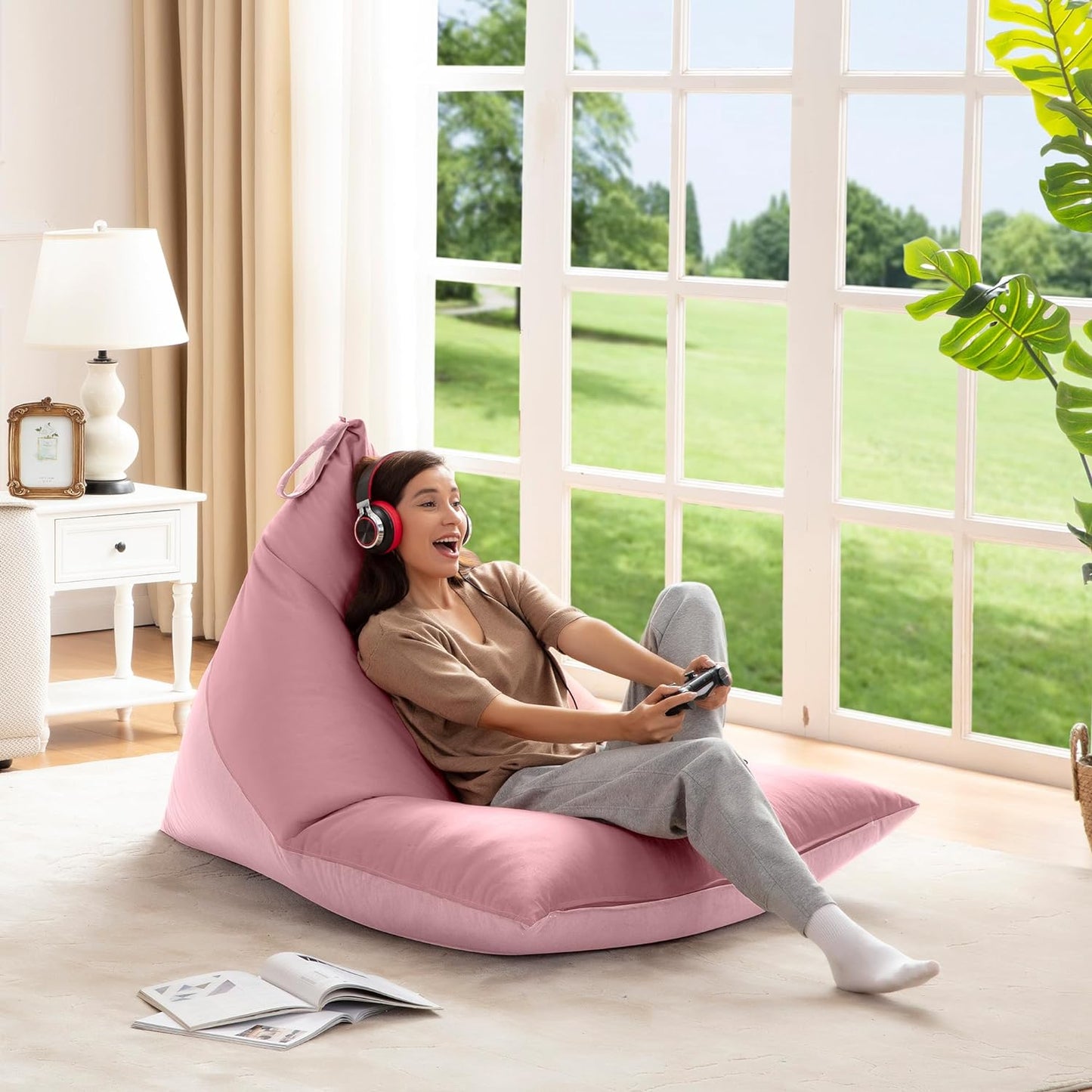 Nervava Pouf, Tissu Velours Pink