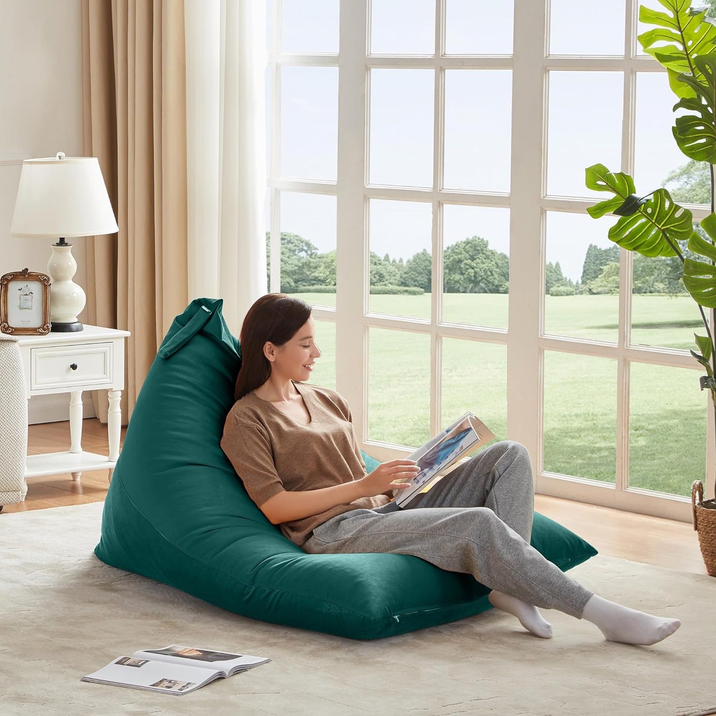 Nervava Pouf, Tissu Velours Emeraude